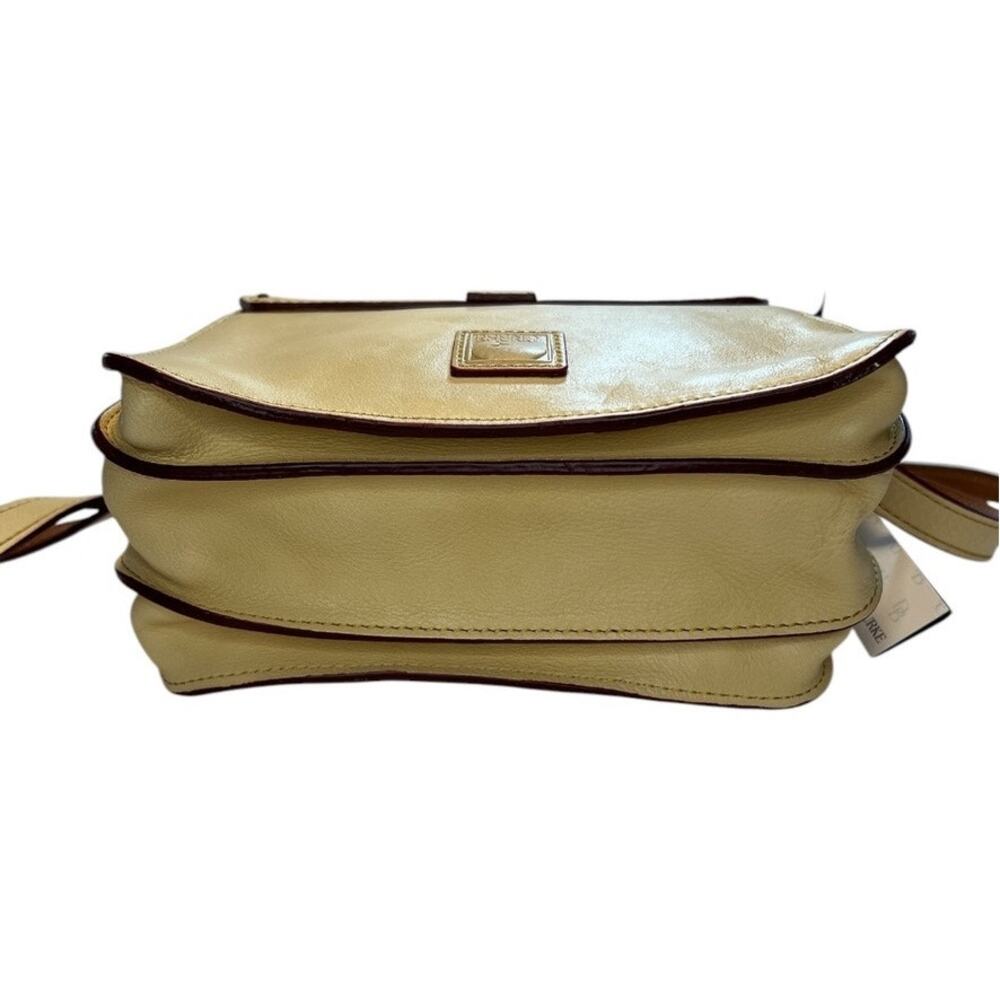Dooney & Bourke cream binocular bag w/brown leather stitching, red interior - Picture 4 of 16